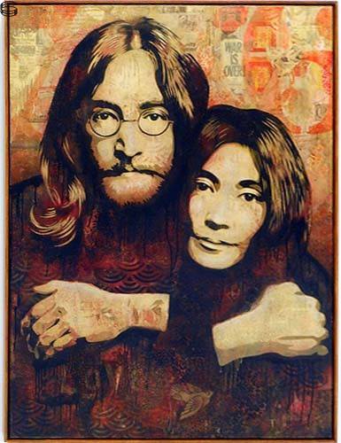 Shepard Fairey - John & Yoko Canvas 10 - Stencil Collage / Canvas Edition