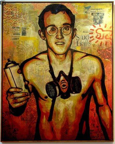 Shepard Fairey - Keith Haring Canvas - Stencil Collage/Canvas Edition