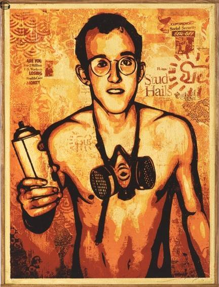 Shepard Fairey - Keith Haring Canvas - Wood Edition