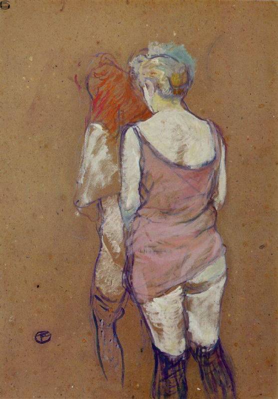 Two Half-Naked Women Seen from behind
