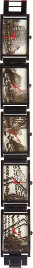 Andy Warhol Times/5 Watch Blackened Stainless Steal Rectangular Bracelet Watch with Five Time Zones