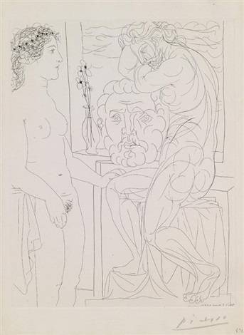 Modele nu et sculptures, from La Suite Vollard (Bloch, 185;  Baer, 344)