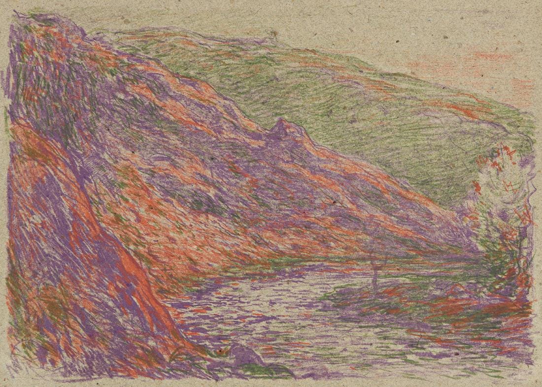 Paysage avec une anse dans un arbre