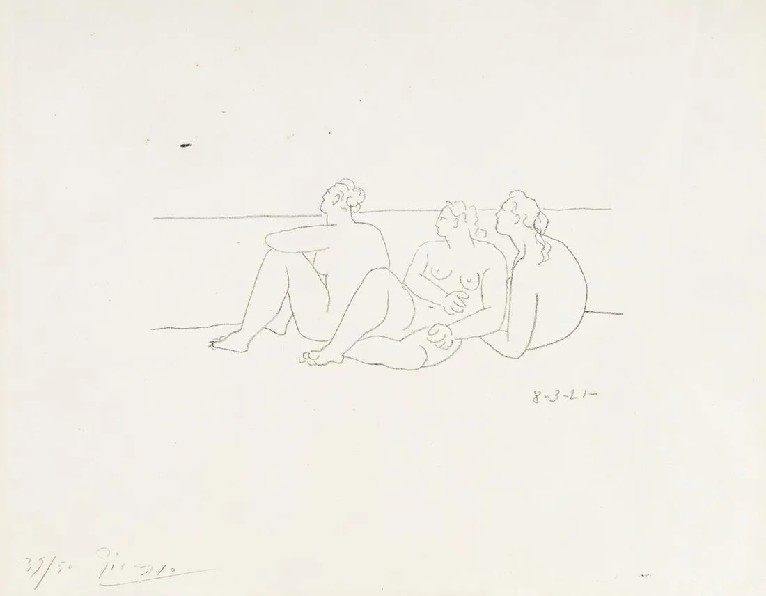 Sur la Plage, II (Trois nus) (Bloch 43; Geiser 231; Mourlot XI)