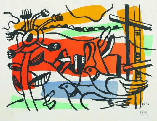 Composition aux deux oiseaux (Saphire 134)