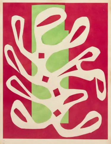 Algue blanche sur un fond rouge et vert (after)