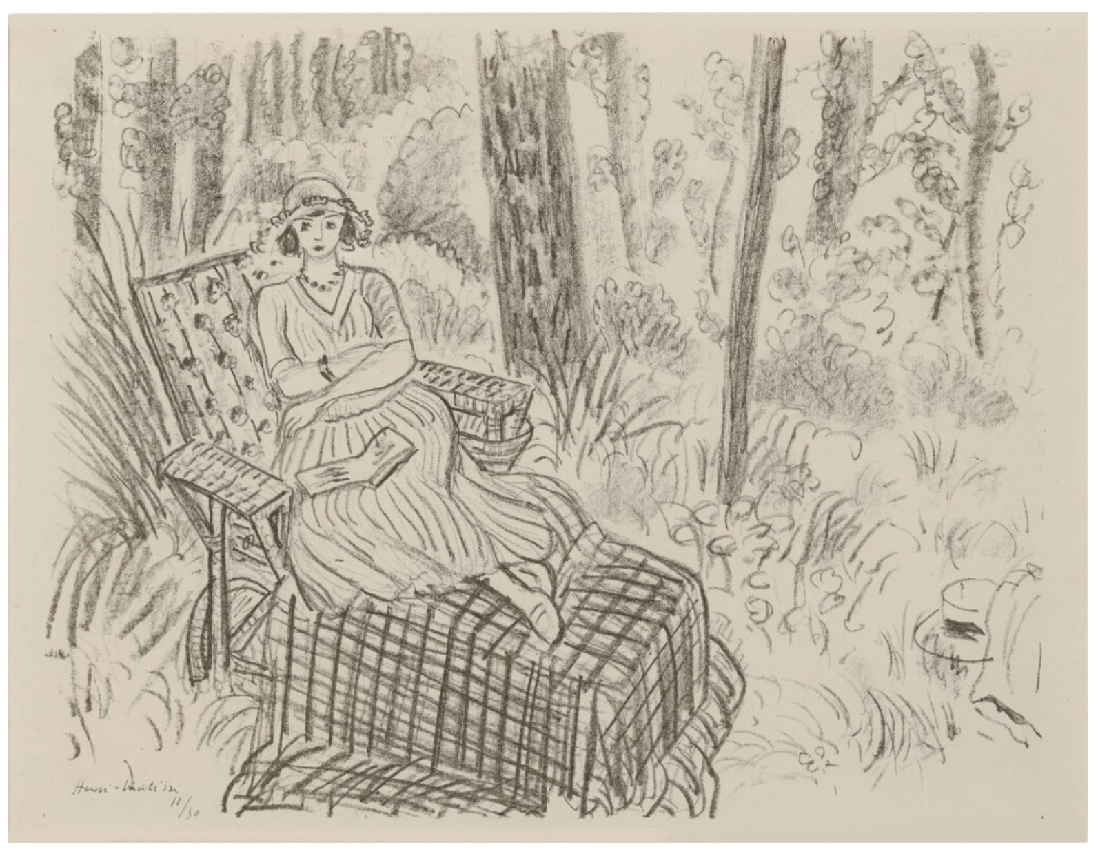 Jeune fille a la chaise-longue dans un sous-bois (Duthuit 425)