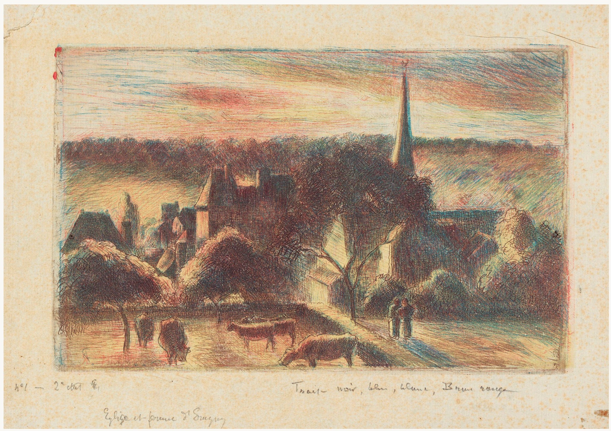 Eglise et ferme d'Eragny (Delteil 96)