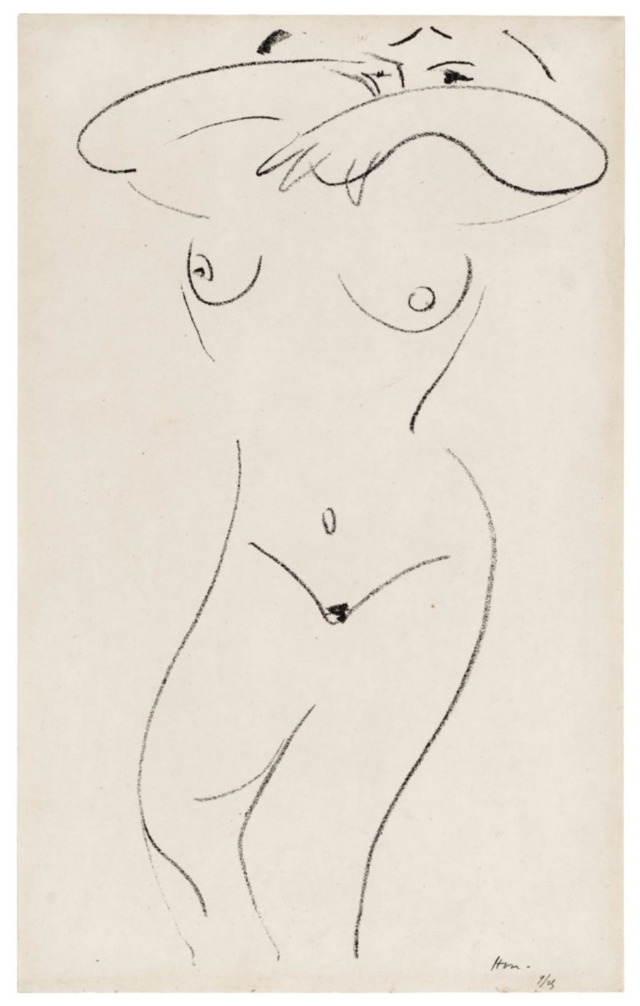 Nu mi - allonge, bras replies vers les yeux (Duthuit 392)