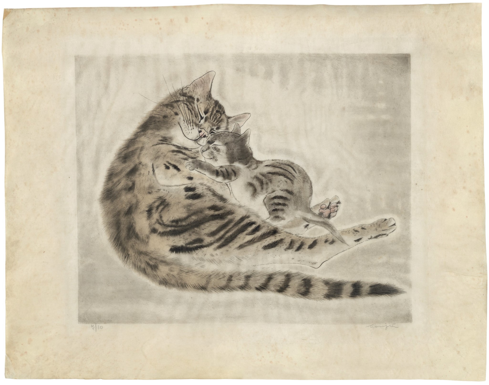 Chat et chaton, endormis, from: Les Chats (Buisson 29.200)