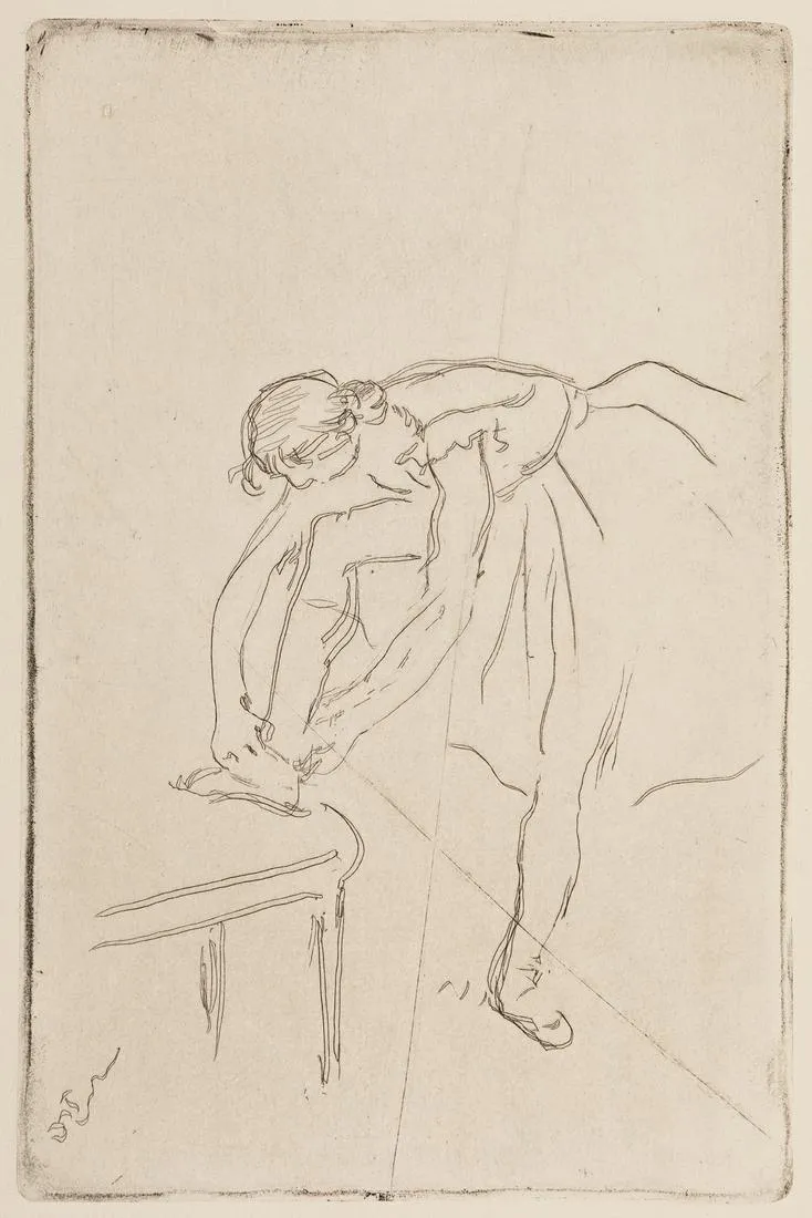 Danseuse mettant son chausson (Delteil 36; Adhemar 60.)